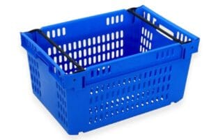 Caixa de plástico gradeada, encaixável em vazio e empilhável sobre arcos Ref. 1302