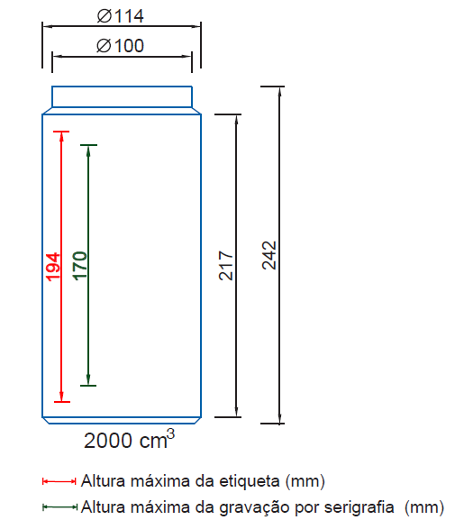 Altura máxima da etiqueta e serigrafia boião ref. 9271