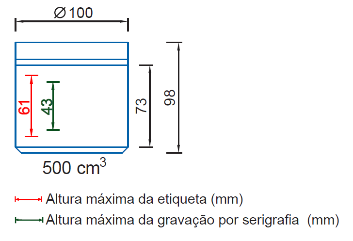 Altura máxima da etiqueta e serigrafia boião ref. 9370