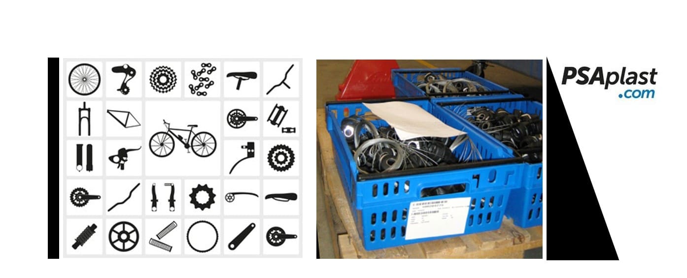 Caixas com arcos posicionáveis Ref. 1202 na produção de bicicletas