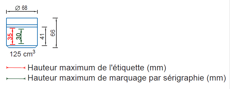 Hauteur maximum étiquette et sérigraphie Ref. 9470